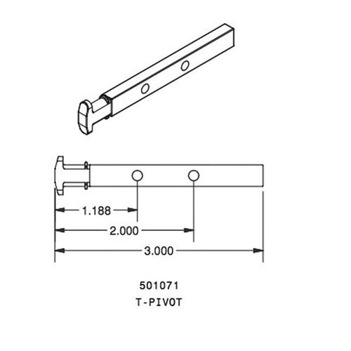 T-Head Pivot Bar, 2 hole  3 inch - Zinc Die cast - T-Head Pivot Bar, 2 hole  3 inch - Zinc Die cast