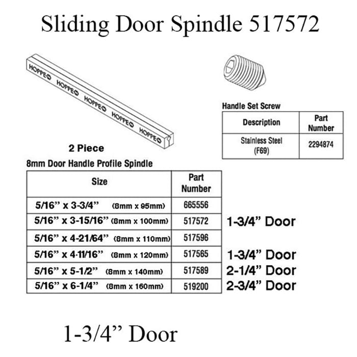 Spindle, 100mm for Fuhr sliding door, 1-3/4