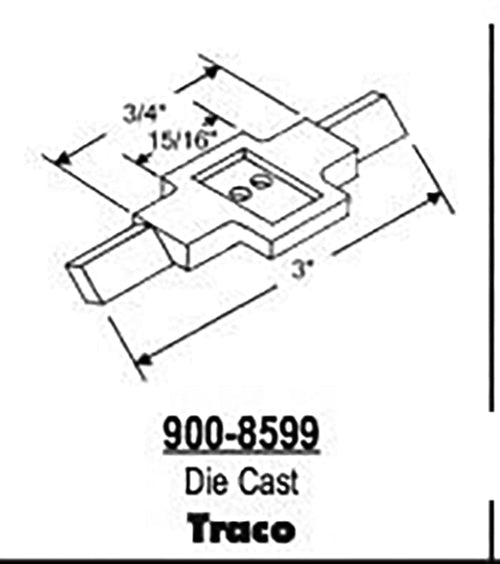 Pivot Bar, 3 inch Traco Tilt Window, Reversible - Zinc Die Cast - Pivot Bar, 3 inch Traco Tilt Window, Reversible - Zinc Die Cast