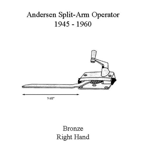 Andersen Right Hand Operator, 7-1/2 Inch Arm with Round Shoe -  Bronze - Andersen Right Hand Operator, 7-1/2 Inch Arm with Round Shoe -  Bronze