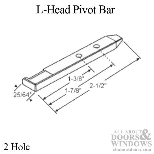 Pivot Bar, 2-1/2", 2 hole, L-head, Vinyl tilt in window, Zinc die cast