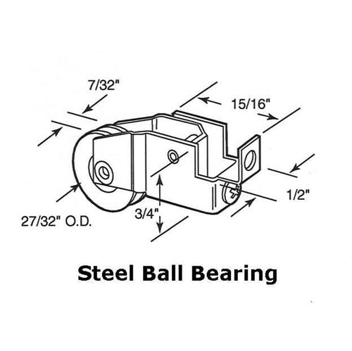 Sliding Window Roller Pair with Steel Ball Bearing Roller 0.84375 Inch Wheel Roller - Sliding Window Roller Pair with Steel Ball Bearing Roller 0.84375 Inch Wheel Roller