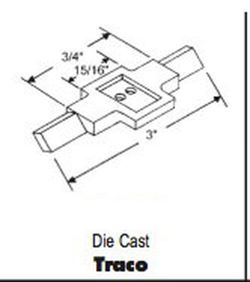 Pivot Bar, 3 inch Traco Tilt Window, Reversible - Zinc Die Cast - Pivot Bar, 3 inch Traco Tilt Window, Reversible - Zinc Die Cast
