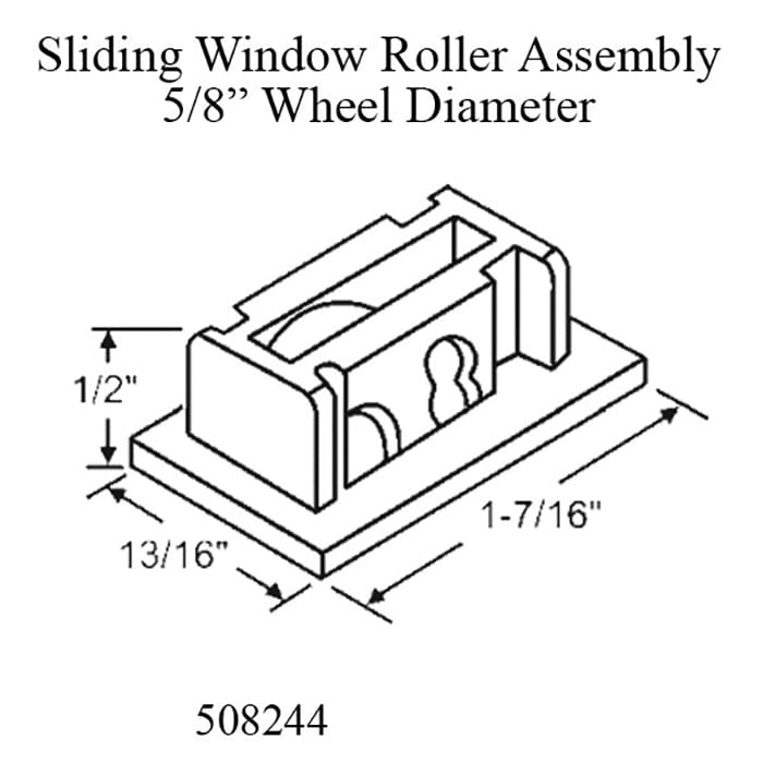 Sliding Window Roller Assembly, 5/8 inch Wheel Diameter, Nylon / Steel - Sliding Window Roller Assembly, 5/8 inch Wheel Diameter, Nylon / Steel