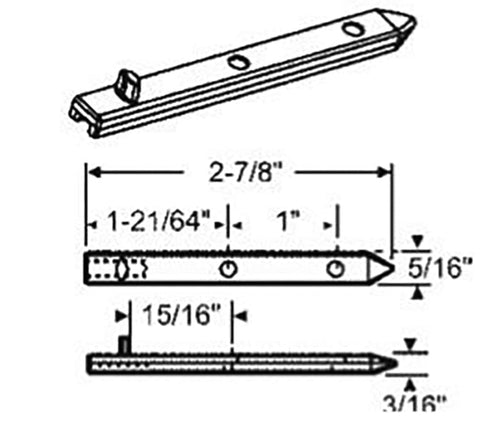 Pivot Bar, Zinc Die Cast 2-7/8 w/ Stop - Pivot Bar, Zinc Die Cast 2-7/8 w/ Stop