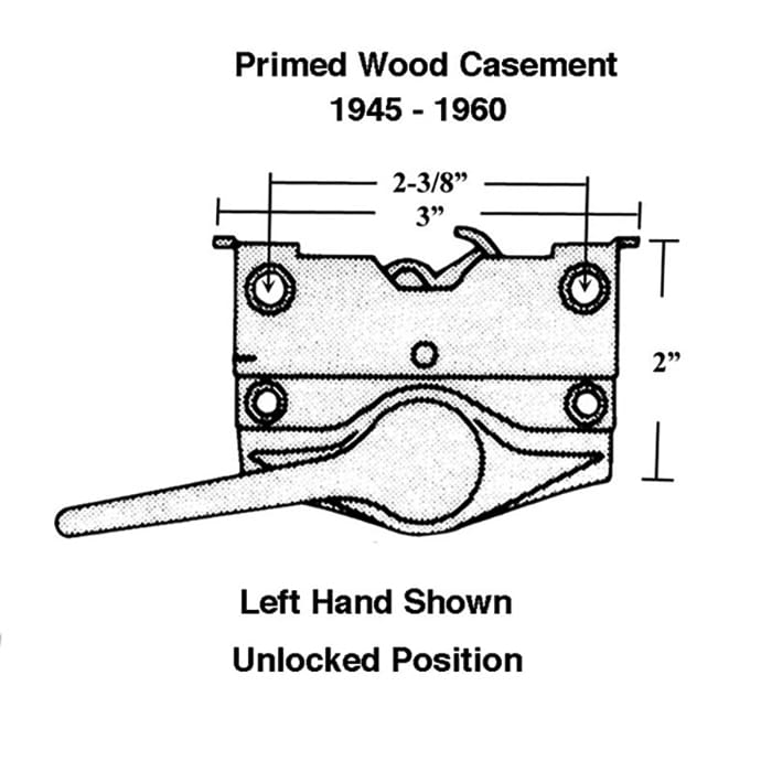 Sash Lock - Andersen Casement 1936-60 Left Hand, Bright Chrome - Sash Lock - Andersen Casement 1936-60 Left Hand, Bright Chrome