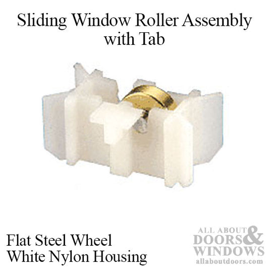 Roller Assembly (Flat) - Sliding Windows, Nylon / Steel - White