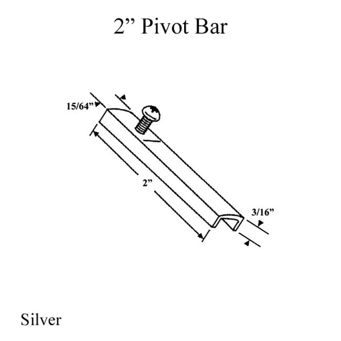 2 Inch Pivot Bar, 1 hole w/ Screw,  Stamped Steel - Silver - 2 Inch Pivot Bar, 1 hole w/ Screw,  Stamped Steel - Silver