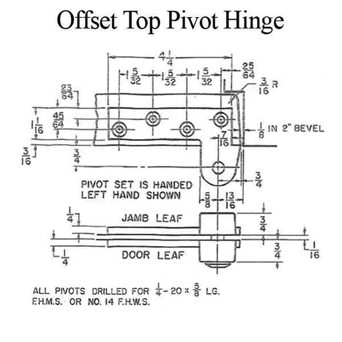 3/4 inch offset Top Pivot hinge, Right Hand - Satin Chrome US26D - 3/4 inch offset Top Pivot hinge, Right Hand - Satin Chrome US26D
