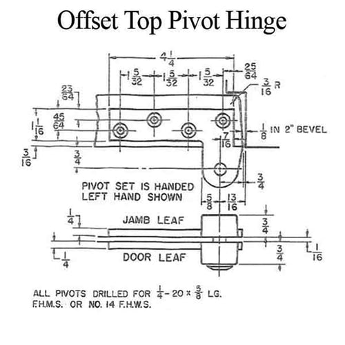3/4 inch offset Top Pivot hinge, Right Hand - Satin Chrome US26D - 3/4 inch offset Top Pivot hinge, Right Hand - Satin Chrome US26D