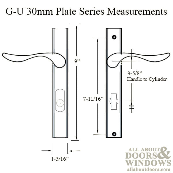 G-U Allegro Handle & 30mm Plate, Active, Keyed with Thumbturn (Handle Above Cylinder) Choose Color - G-U Allegro Handle & 30mm Plate, Active, Keyed with Thumbturn (Handle Above Cylinder) Choose Color