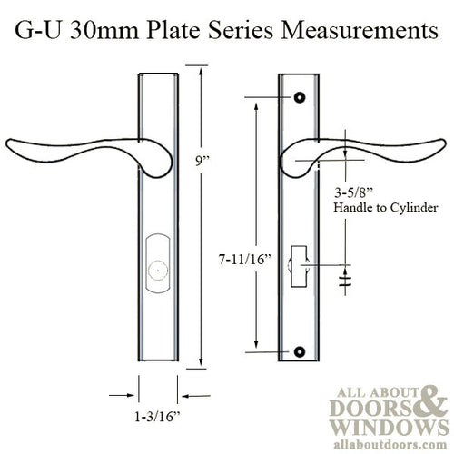 G-U Allegro Handle & 30mm Plate, Active, Keyed with Thumbturn (Handle Above Cylinder) Choose Color - G-U Allegro Handle & 30mm Plate, Active, Keyed with Thumbturn (Handle Above Cylinder) Choose Color