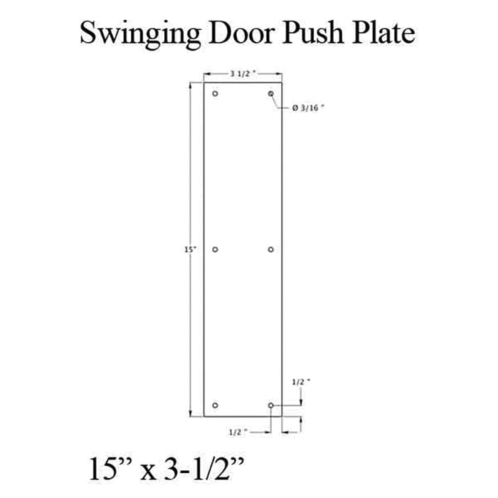 15 x 3.5 Push Plate - Brushed Chrome - 15 x 3.5 Push Plate - Brushed Chrome
