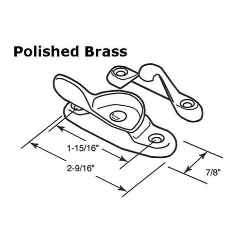 Sash/Cam Lock - Wood Sash Hardware, Solid Brass - Polished Brass - Sash/Cam Lock - Wood Sash Hardware, Solid Brass - Polished Brass