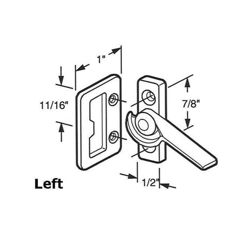 Window Latch, Aluminum Sash Hardware, Diecast (Left Hand) - Bright Zinc - Window Latch, Aluminum Sash Hardware, Diecast (Left Hand) - Bright Zinc