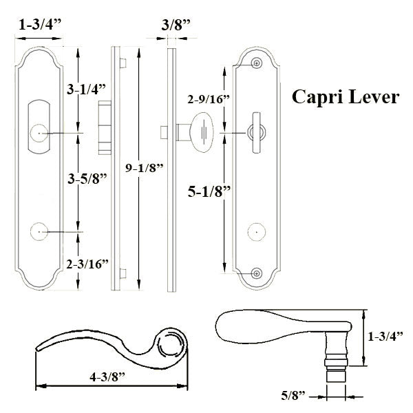 G-U Capri Handle & 45mm Plate, Active, Keyed with Thumbturn (Handle Below Cylinder) Choose Color - G-U Capri Handle & 45mm Plate, Active, Keyed with Thumbturn (Handle Below Cylinder) Choose Color