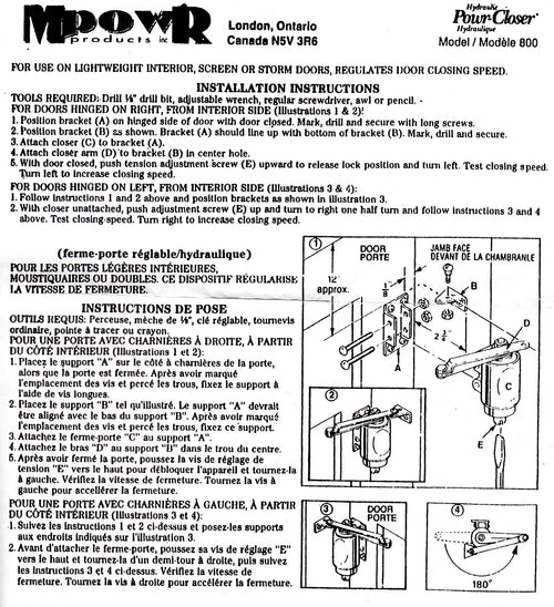 Hydraulic Screen or Storm Door Closer - Hydraulic Screen or Storm Door Closer