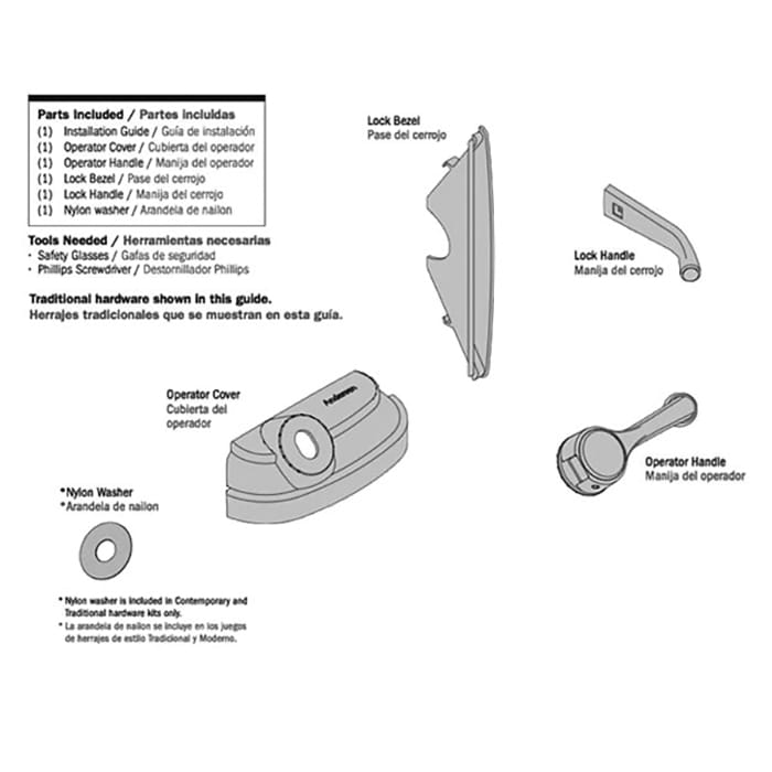 Andersen Casement Hardware Operator Handle With Lock and Lock Bezel - Andersen Casement Hardware Operator Handle With Lock and Lock Bezel