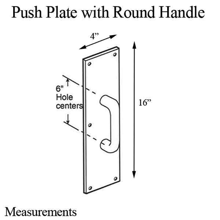 Push Plate with Round Handle, Satin Aluminum - Push Plate with Round Handle, Satin Aluminum