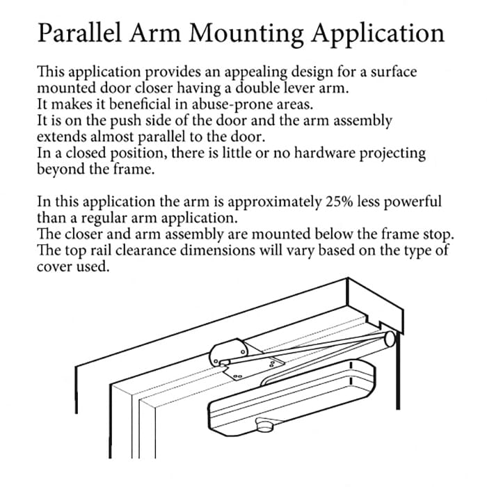 Parallel Arm Bracket for Residential / Commercial Door Closer, Choose Color - Parallel Arm Bracket for Residential / Commercial Door Closer, Choose Color