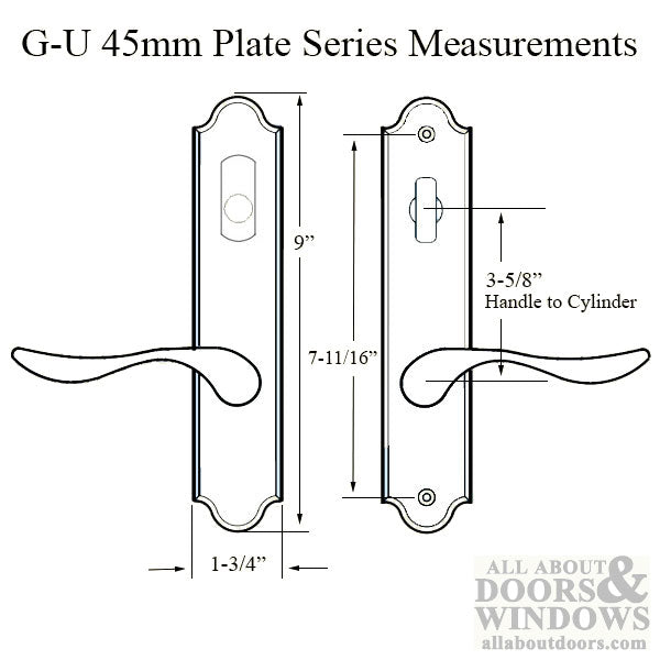 G-U Venice Handle & 45mm Plate, Active, Key & Thumbturn (Handle Below Cylinder, Choose Color - G-U Venice Handle & 45mm Plate, Active, Key & Thumbturn (Handle Below Cylinder, Choose Color