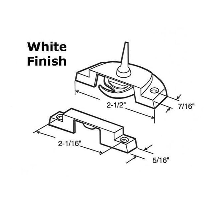 Sash/Cam Lock - Vinyl and Aluminum Sash Hardware, Diecast - White - Sash/Cam Lock - Vinyl and Aluminum Sash Hardware, Diecast - White