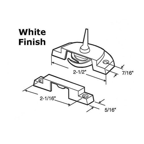 Sash/Cam Lock - Vinyl and Aluminum Sash Hardware, Diecast - White - Sash/Cam Lock - Vinyl and Aluminum Sash Hardware, Diecast - White