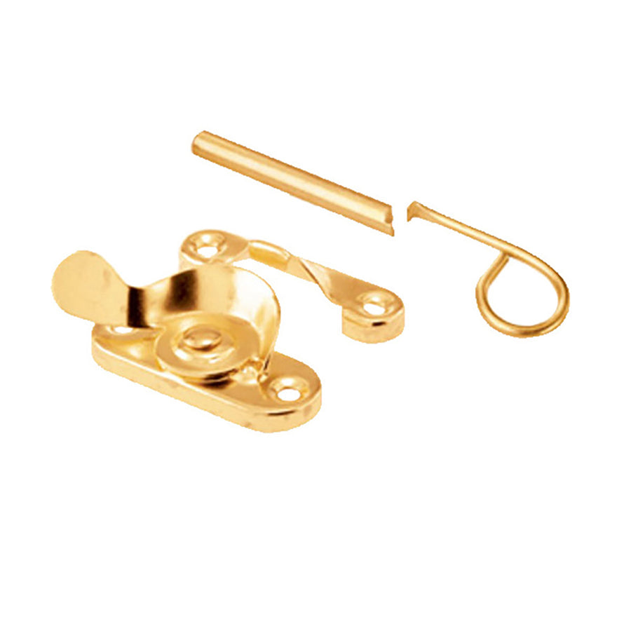 Sash Lock with Security Pins - Wood Sash Hardware, Stamped Steel - Brass - Sash Lock with Security Pins - Wood Sash Hardware, Stamped Steel - Brass