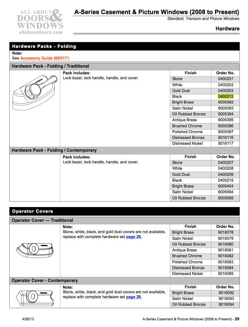 Andersen Casement Hardware Operator Handle With Lock and Lock Bezel - Andersen Casement Hardware Operator Handle With Lock and Lock Bezel