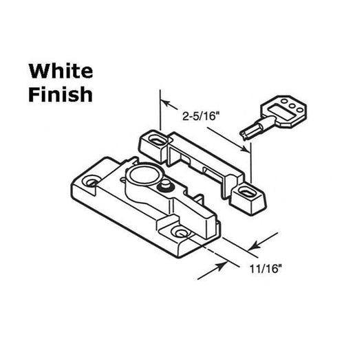 Sash/Cam Lock (Keyed) - Vinyl and Aluminum Sash Hardware, Diecast - White - Sash/Cam Lock (Keyed) - Vinyl and Aluminum Sash Hardware, Diecast - White
