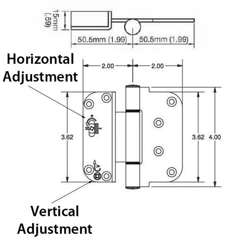 3-5/8 x 4 Adjustable Hinge, All in one (V-H) NRP Door, Steel Base - 3-5/8 x 4 Adjustable Hinge, All in one (V-H) NRP Door, Steel Base