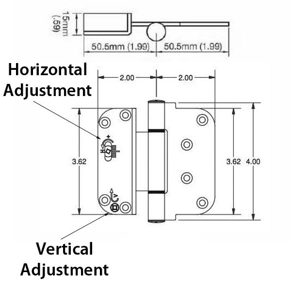 3-5/8 x 4 Adjustable Hinge, All in one (V-H) NRP Door, Steel Base - 3-5/8 x 4 Adjustable Hinge, All in one (V-H) NRP Door, Steel Base