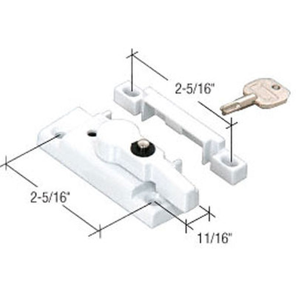 Sash/Cam Lock (Keyed) - Vinyl and Aluminum Sash Hardware, Diecast - White - Sash/Cam Lock (Keyed) - Vinyl and Aluminum Sash Hardware, Diecast - White