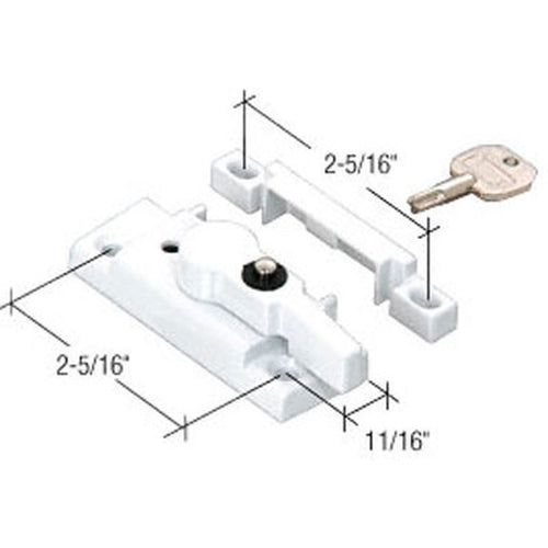 Sash/Cam Lock (Keyed) - Vinyl and Aluminum Sash Hardware, Diecast - White - Sash/Cam Lock (Keyed) - Vinyl and Aluminum Sash Hardware, Diecast - White