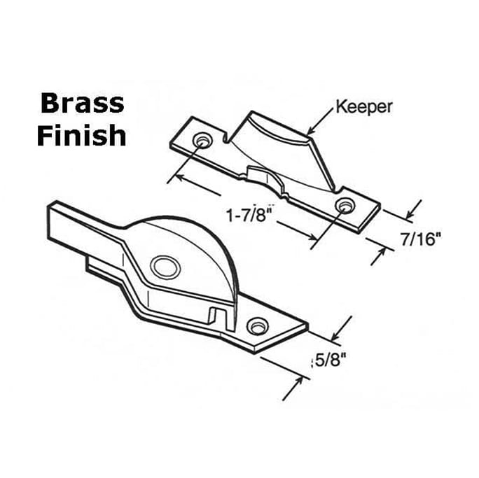 Sash / Cam Lock - Wood Sash Hardware, Diecast / Stamped Steel - Polished Brass - Sash / Cam Lock - Wood Sash Hardware, Diecast / Stamped Steel - Polished Brass