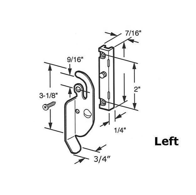 Latch - Vinyl and Aluminum Sash Hardware, Steel / Plastic - Black - Choose Handing - Latch - Vinyl and Aluminum Sash Hardware, Steel / Plastic - Black - Choose Handing