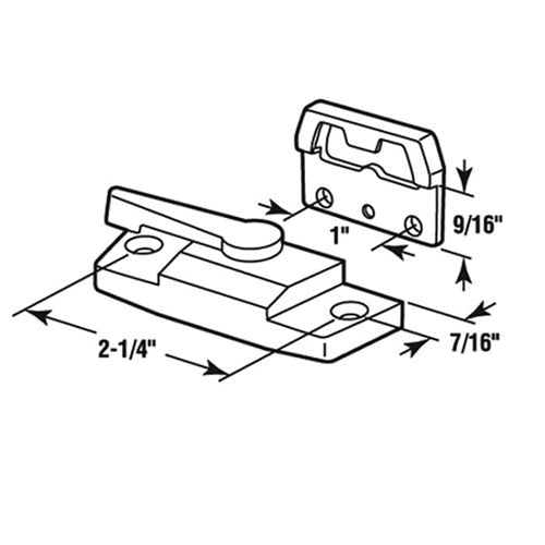 Sash/Cam Lock - Vinyl and Aluminum Sash Hardware, Diecast - White - Sash/Cam Lock - Vinyl and Aluminum Sash Hardware, Diecast - White