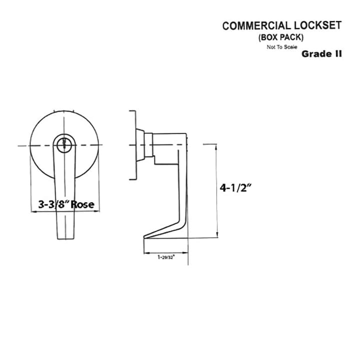 Grade 2, Dummy Lever, Rigid Pull, No Latch - (26D) Satin Chrome - Grade 2, Dummy Lever, Rigid Pull, No Latch - (26D) Satin Chrome