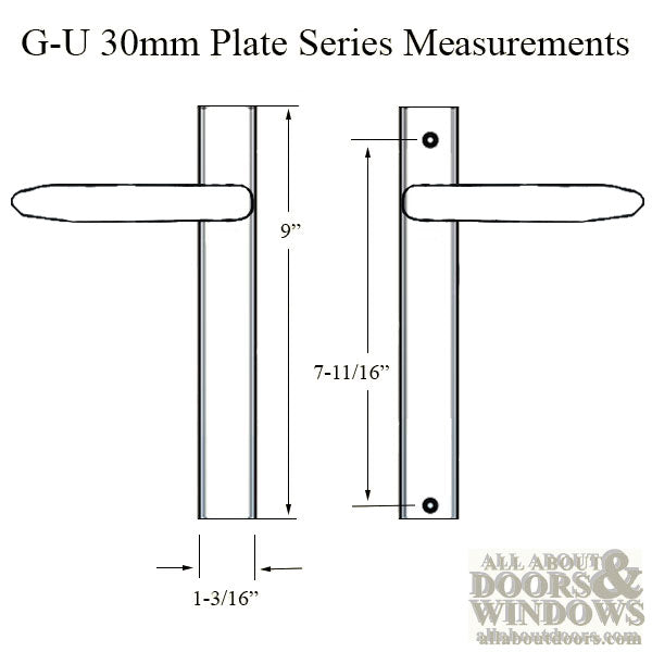 G-U Torino Handle & 30mm Plate, Dummy, No Key, No Thumbturn (Handles DO NOT Move) Choose Color - G-U Torino Handle & 30mm Plate, Dummy, No Key, No Thumbturn (Handles DO NOT Move) Choose Color