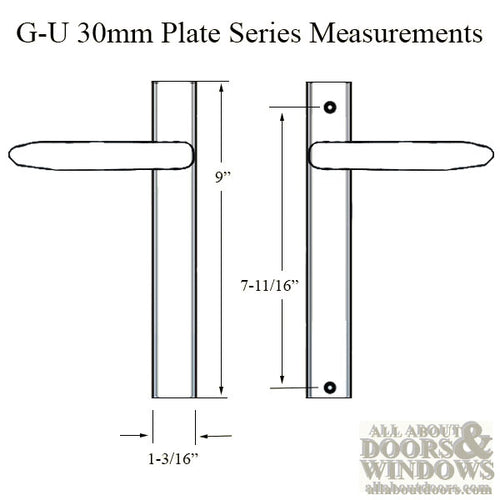 G-U Torino Handle & 30mm Plate, Dummy, No Key, No Thumbturn (Handles DO NOT Move) Choose Color - G-U Torino Handle & 30mm Plate, Dummy, No Key, No Thumbturn (Handles DO NOT Move) Choose Color