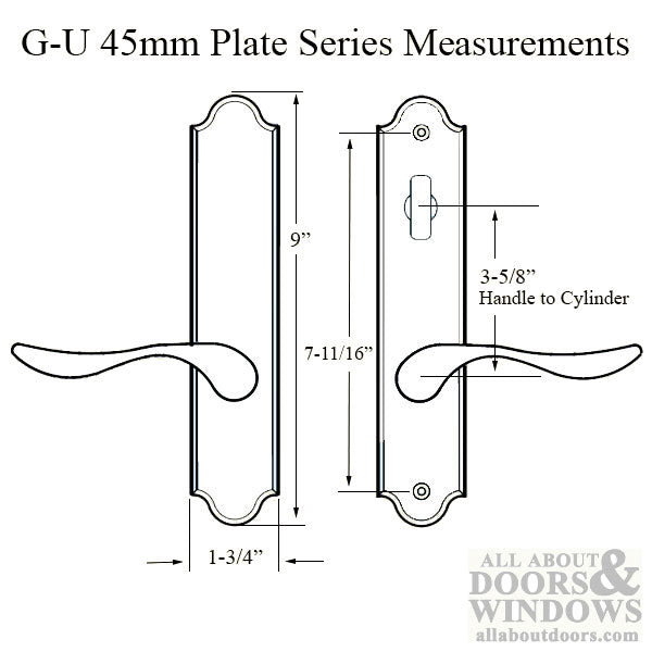 G-U Venice Handle & 45mm Plate, Zamac, Inactive, Thumbturn Only (Handles DO Move) Choose Color - G-U Venice Handle & 45mm Plate, Zamac, Inactive, Thumbturn Only (Handles DO Move) Choose Color