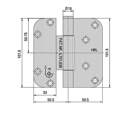 Adjustable Hinge Millennium 2D 4 x 4 Set (V) NRP Outswing - Adjustable Hinge Millennium 2D 4 x 4 Set (V) NRP Outswing