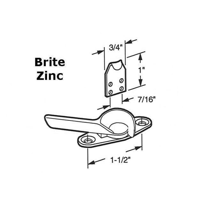 Sash Lock - Vinyl and Aluminum Sash Hardware, Diecast / Steel - Brite Zinc - Sash Lock - Vinyl and Aluminum Sash Hardware, Diecast / Steel - Brite Zinc