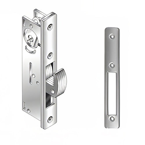 Hookbolt Mortise Lock 1-1/8 In Backset, w/ Faceplate - Aluminum - Hookbolt Mortise Lock 1-1/8 In Backset, w/ Faceplate - Aluminum
