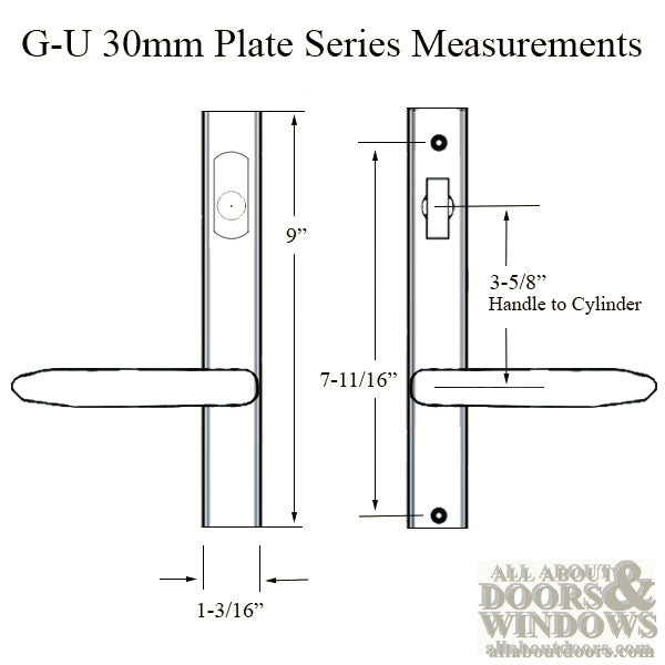 G-U Torino Handle & 30mm Plate, Zamac, Active, Key & Thumbturn (Handle Below Cylinder) Choose Color - G-U Torino Handle & 30mm Plate, Zamac, Active, Key & Thumbturn (Handle Below Cylinder) Choose Color