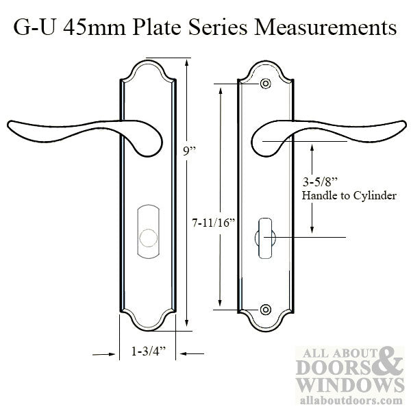 G-U Venice Handle & 45mm Plate, Active, Key & Thumbturn (Handle Above Cylinder) - G-U Venice Handle & 45mm Plate, Active, Key & Thumbturn (Handle Above Cylinder)