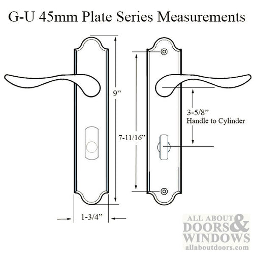 G-U Venice Handle & 45mm Plate, Active, Key & Thumbturn (Handle Above Cylinder) - G-U Venice Handle & 45mm Plate, Active, Key & Thumbturn (Handle Above Cylinder)
