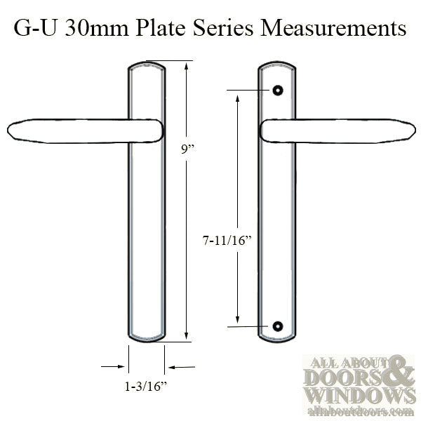 G-U Torino Handle & 30mm Plate, Dummy, No Key, No Thumbturn (Handles DO NOT Move) Choose Color - G-U Torino Handle & 30mm Plate, Dummy, No Key, No Thumbturn (Handles DO NOT Move) Choose Color