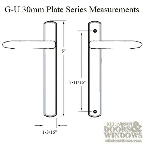 G-U Torino Handle & 30mm Plate, Dummy, No Key, No Thumbturn (Handles DO NOT Move) Choose Color - G-U Torino Handle & 30mm Plate, Dummy, No Key, No Thumbturn (Handles DO NOT Move) Choose Color