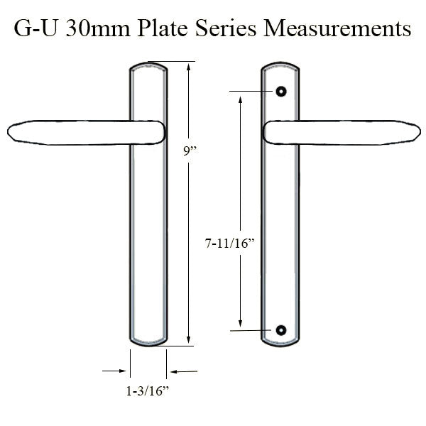 G-U Torino Handle & 30mm Plate, Dummy, No Key, No Thumbturn (Handles DO NOT Move) Choose Color - G-U Torino Handle & 30mm Plate, Dummy, No Key, No Thumbturn (Handles DO NOT Move) Choose Color